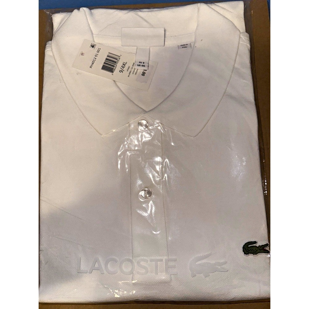 Lacoste Mens 4XL White Solid Short Sleeve Knit Polo Shirt PH4012 51 001